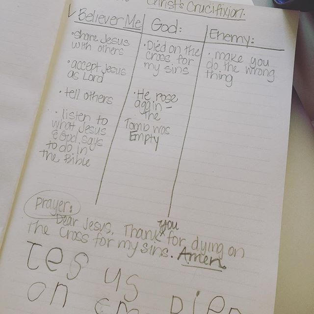 Kady's bible study today :). She dictated most of the lesson for me to write but decided to add her own touch at the end! Very proud of her :)